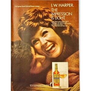 IW Harper Kentucky Bourbon Whiskey "Couple Hugging" Playboy Vintage Print Ad